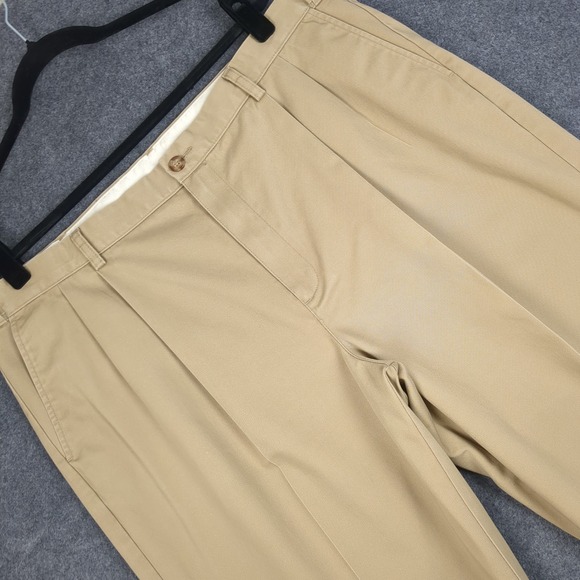 L.L.Bean Other - LL Bean Mens 42x32 Comfort Waist Double Pleated Chino Pants Khaki Tan